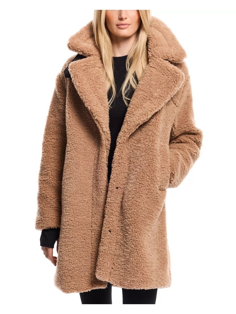 NWT Sam Sherpa Mid Length Coat Camel Size Medium